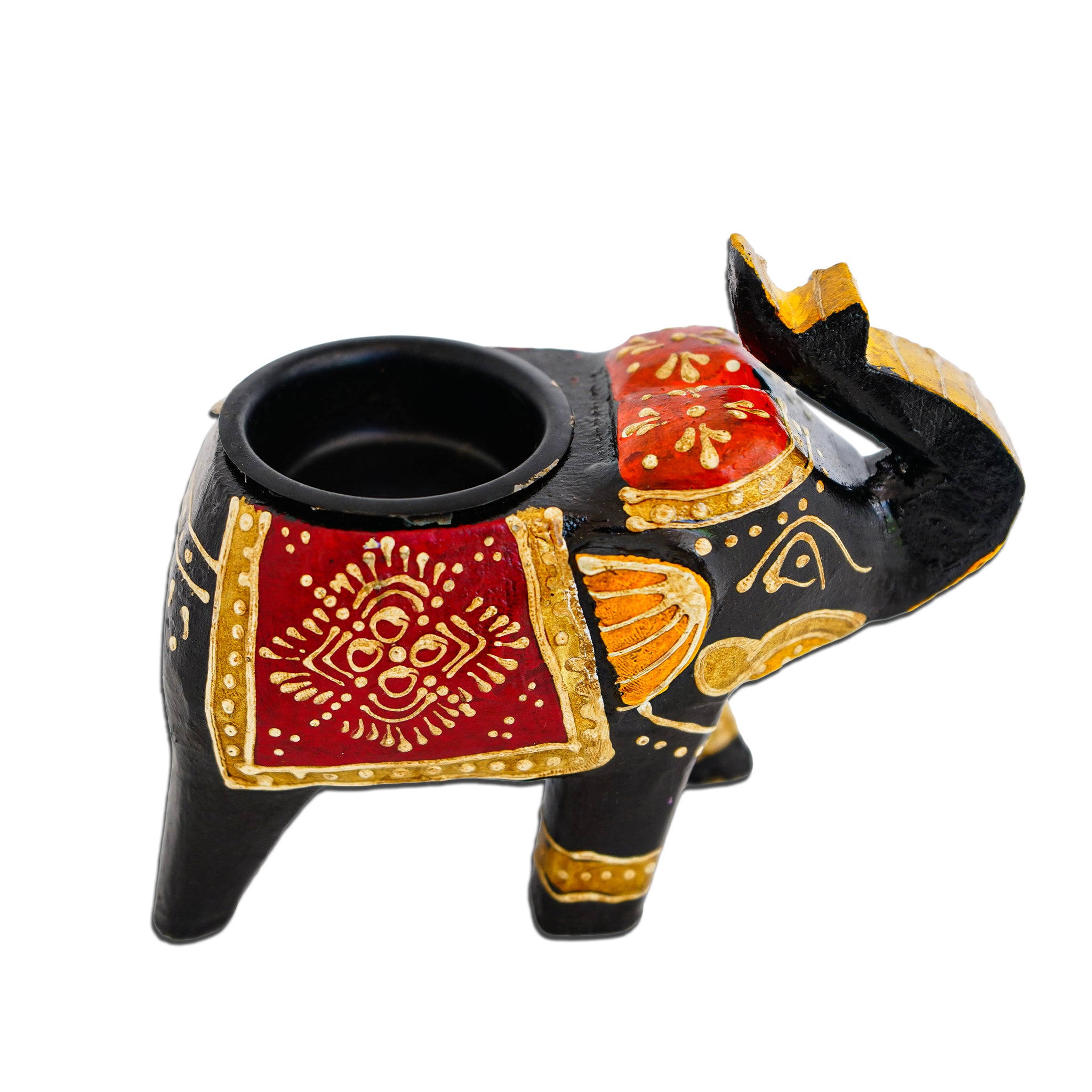 Exotic Elephant Candle Holder Indian Art Inspired Home Decor Black